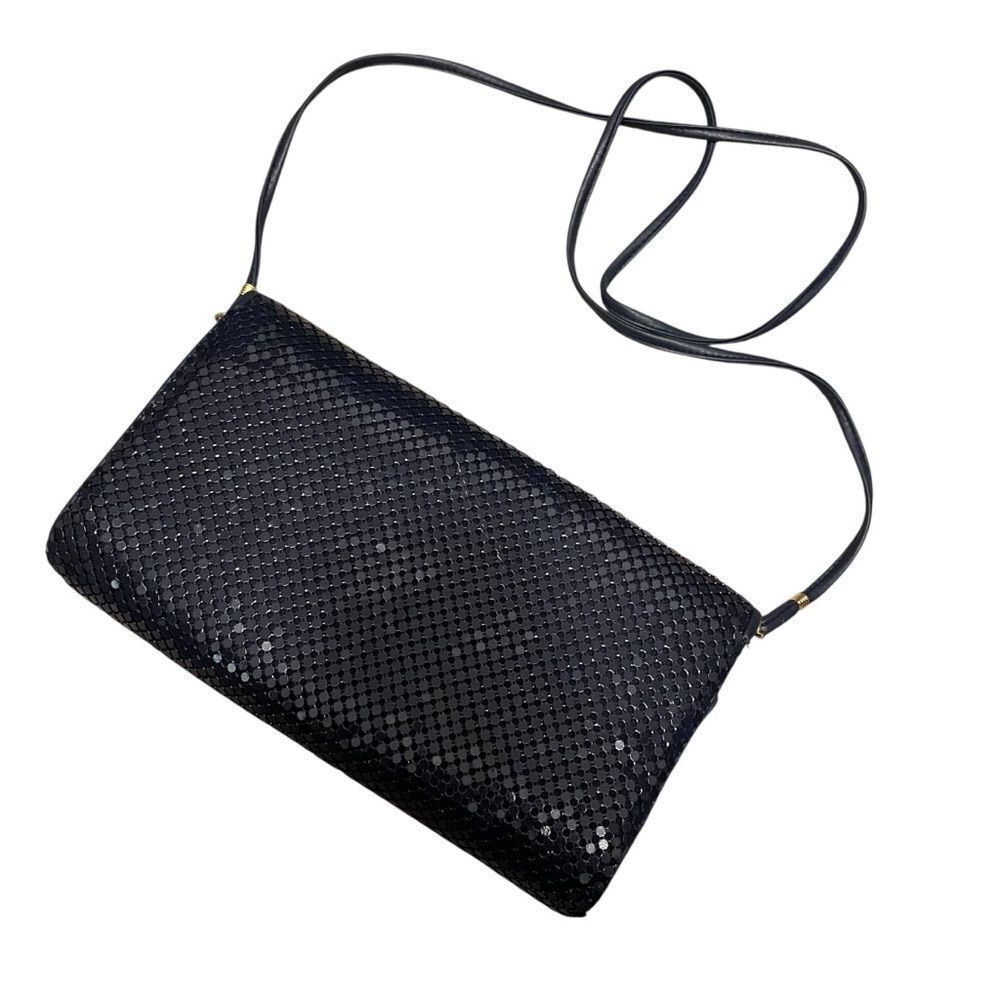 Whiting And Davis Navy Chainmail Clutch Crossbody… - image 4